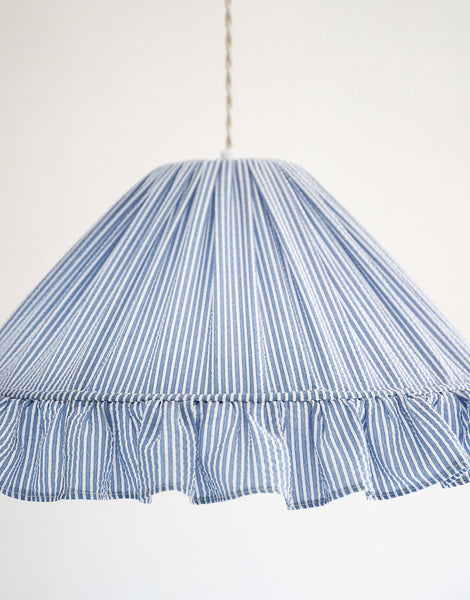 Emilia "Marina" Conical Pendant Light with Fine Stripes and Ruffles