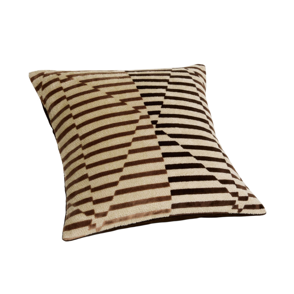 Stripes Velvet Cushion Cover - Brown