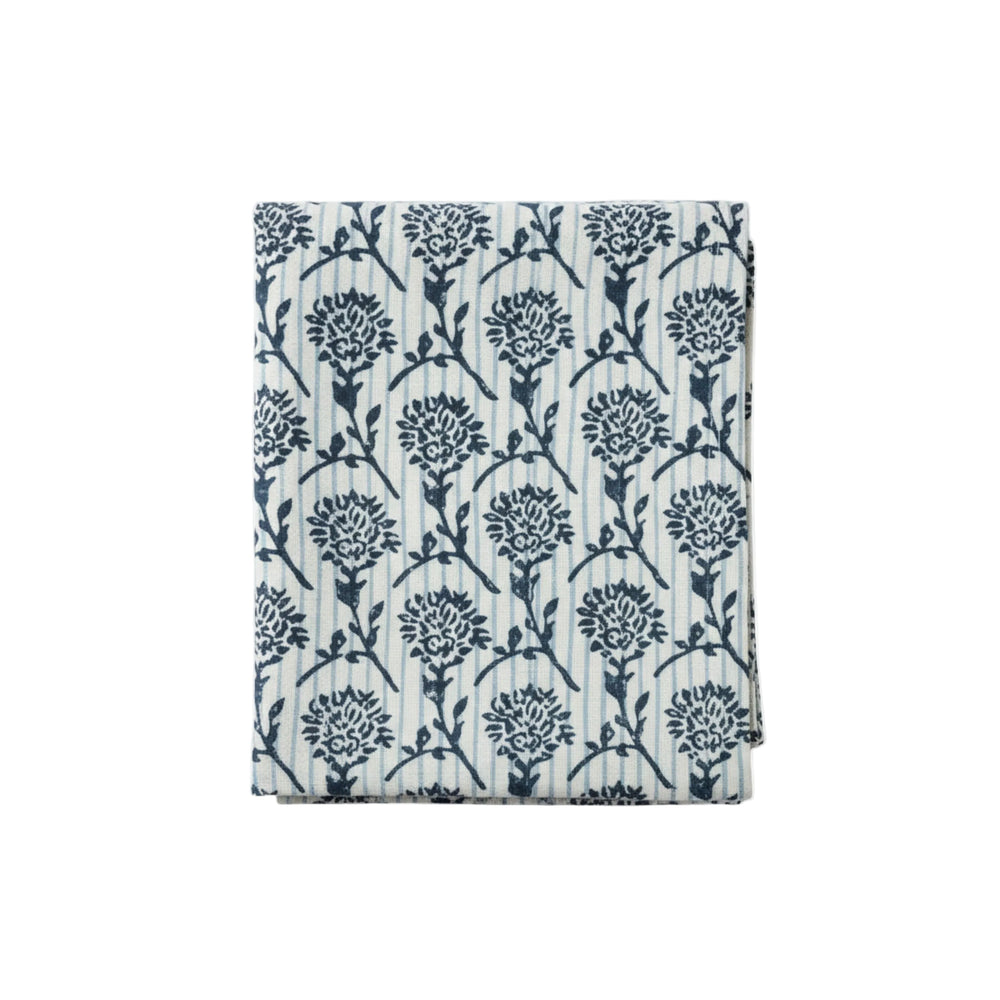 Nikhar Linen Hand-Printed Runner - Azure Blue