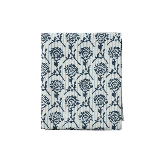 Nikhar Linen Hand-Printed Runner - Azure Blue