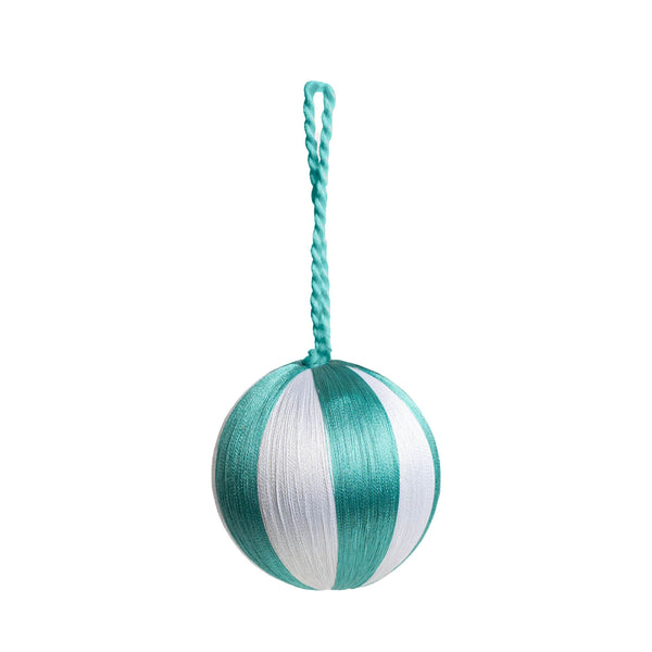 Stripe Baubles M 3" - Teal/white