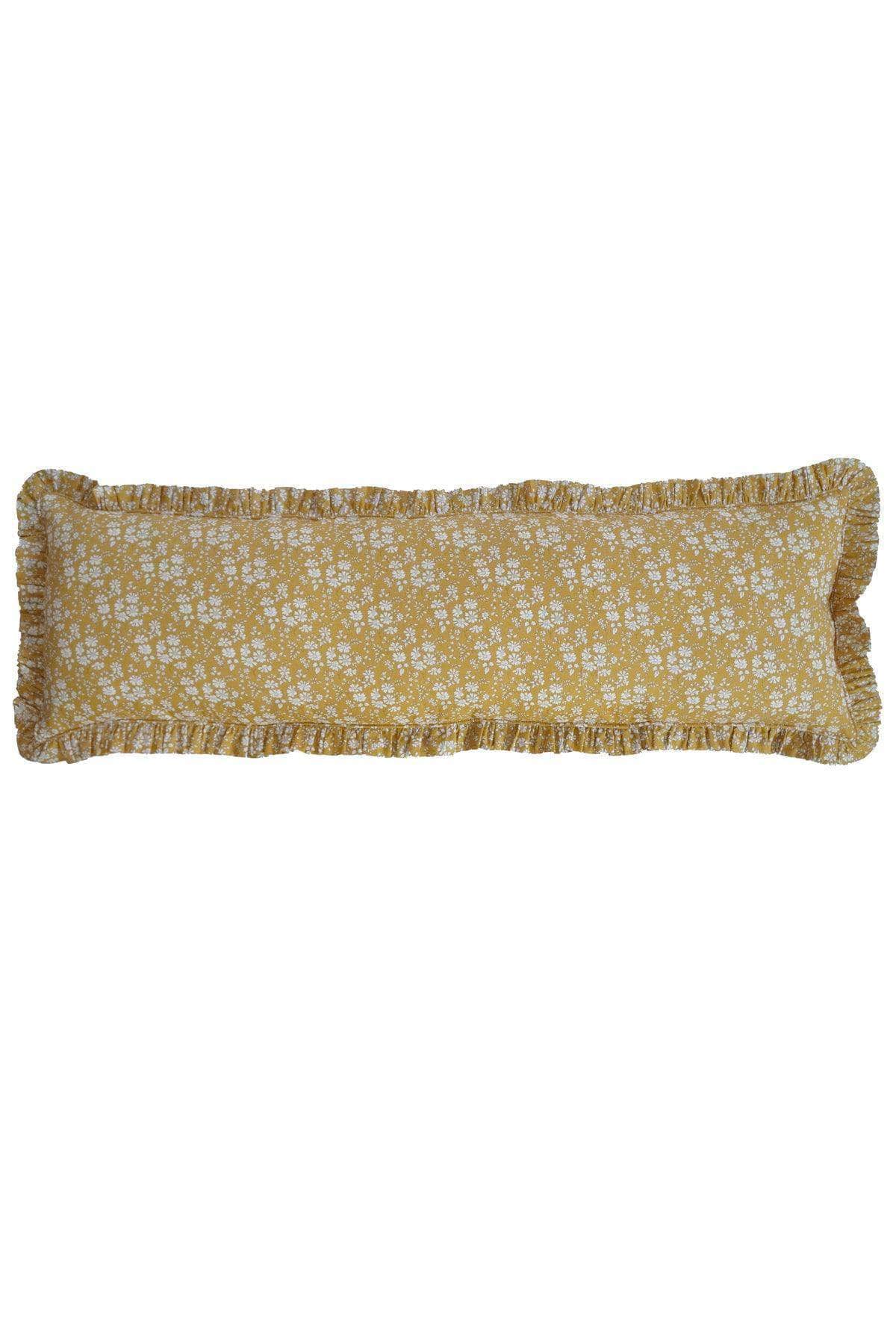 Ruffle Bolster Lumbar Cushion Made With Liberty Fabric Capel Mustard