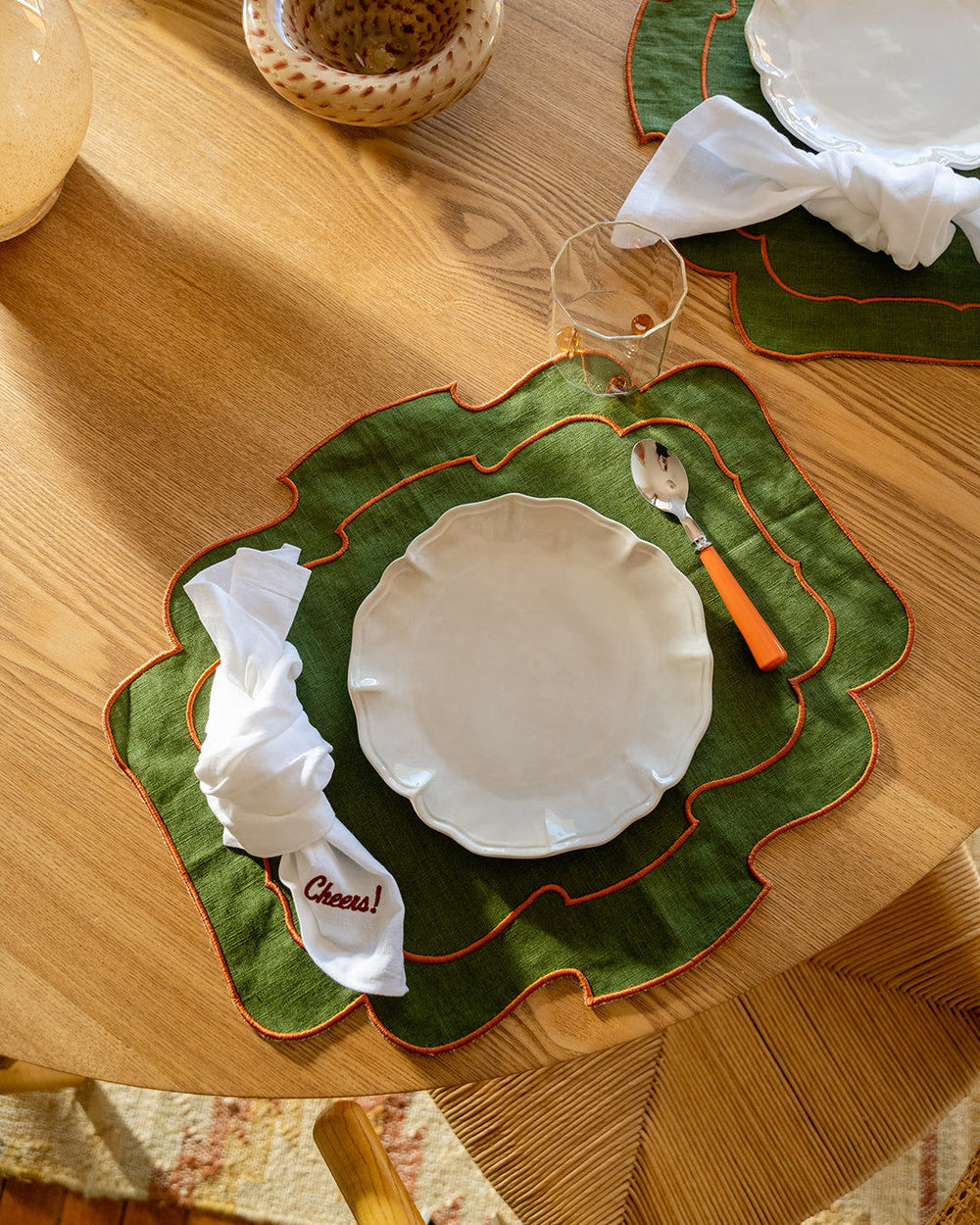 Belmonte Placemat, Green with Terracotta