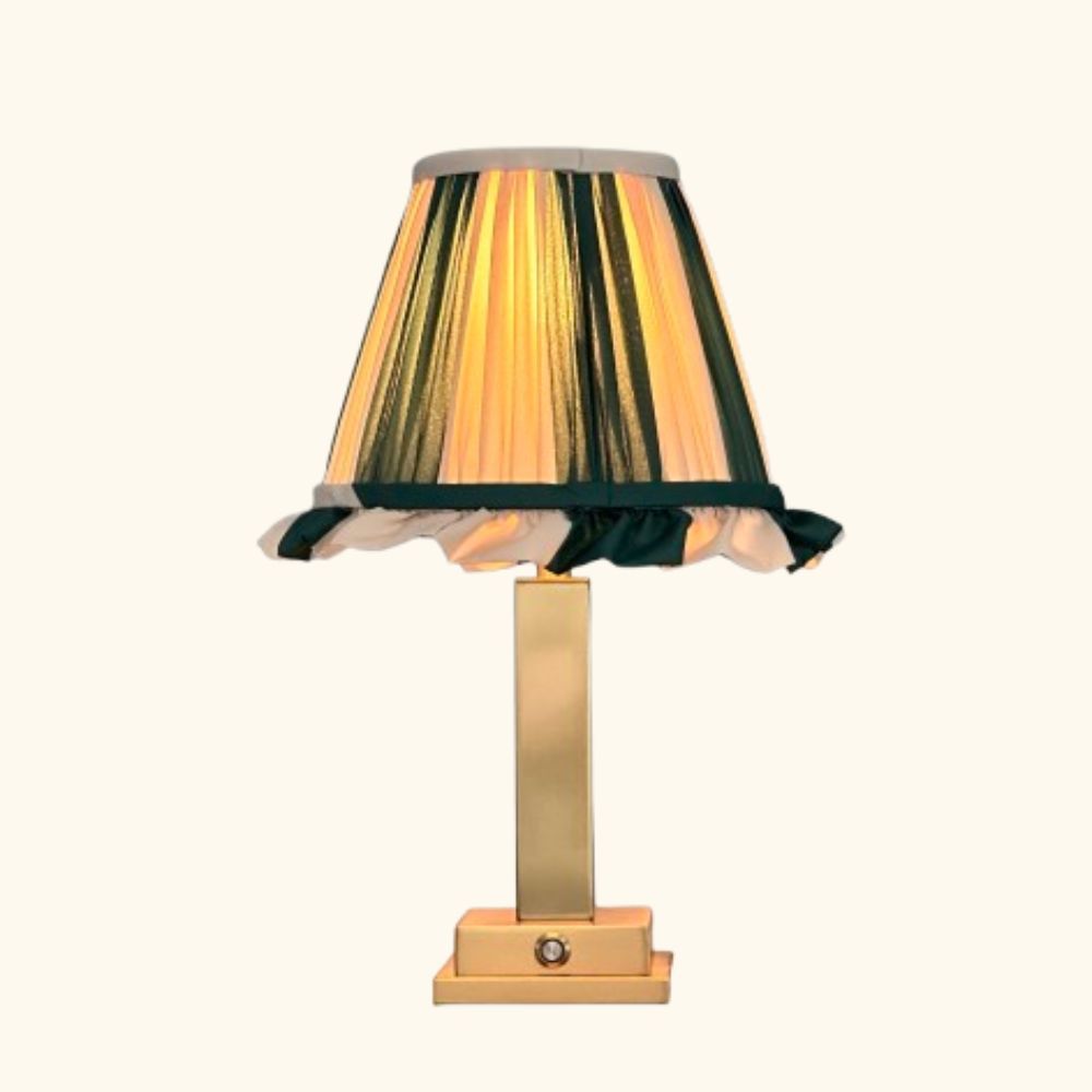 Philia Table Lamp Green/Cream Stripes