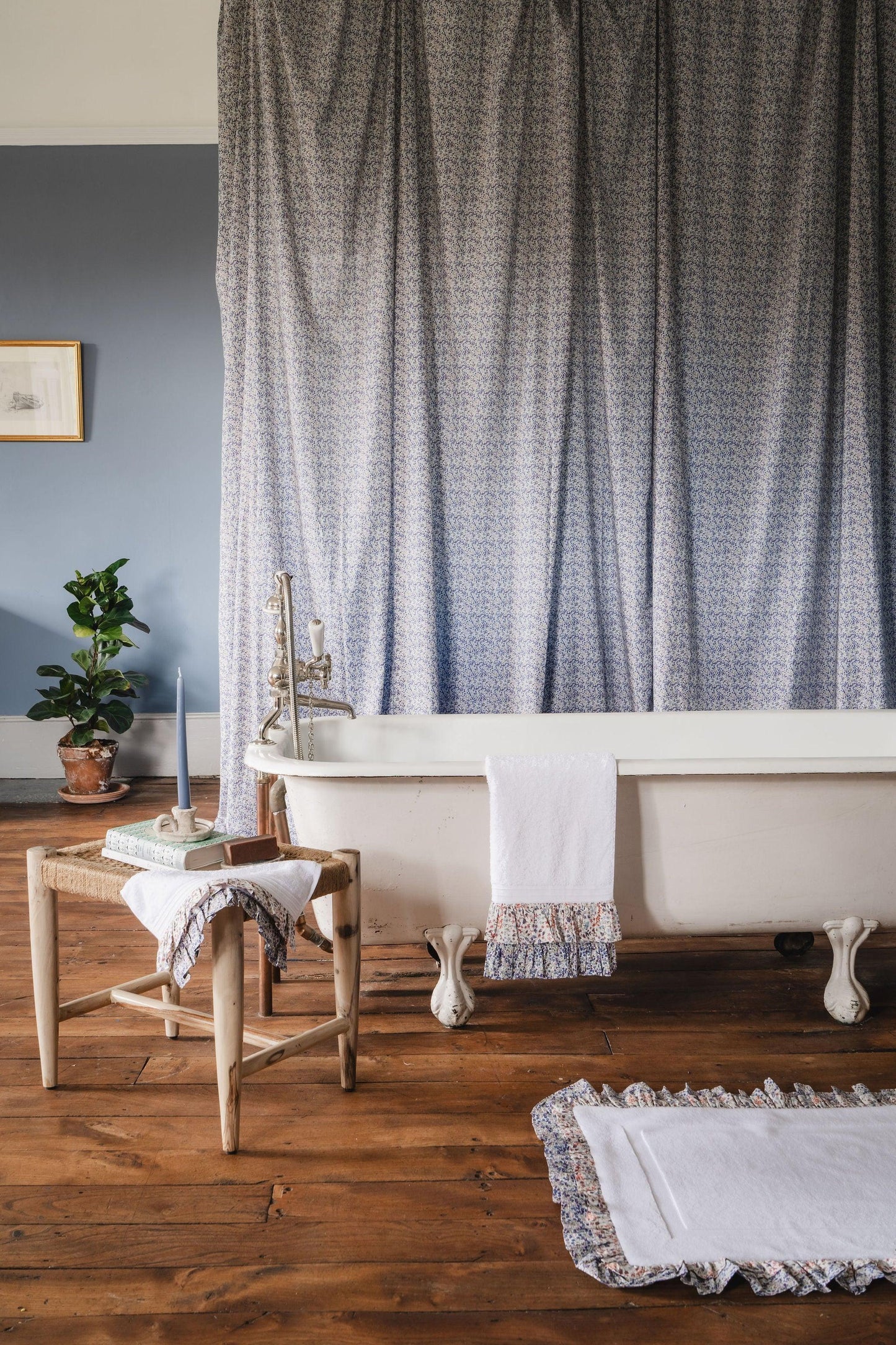 Ruffle Edge Bath Mat made with Liberty Fabric DONNA LEIGH & WILTSHIRE BUD