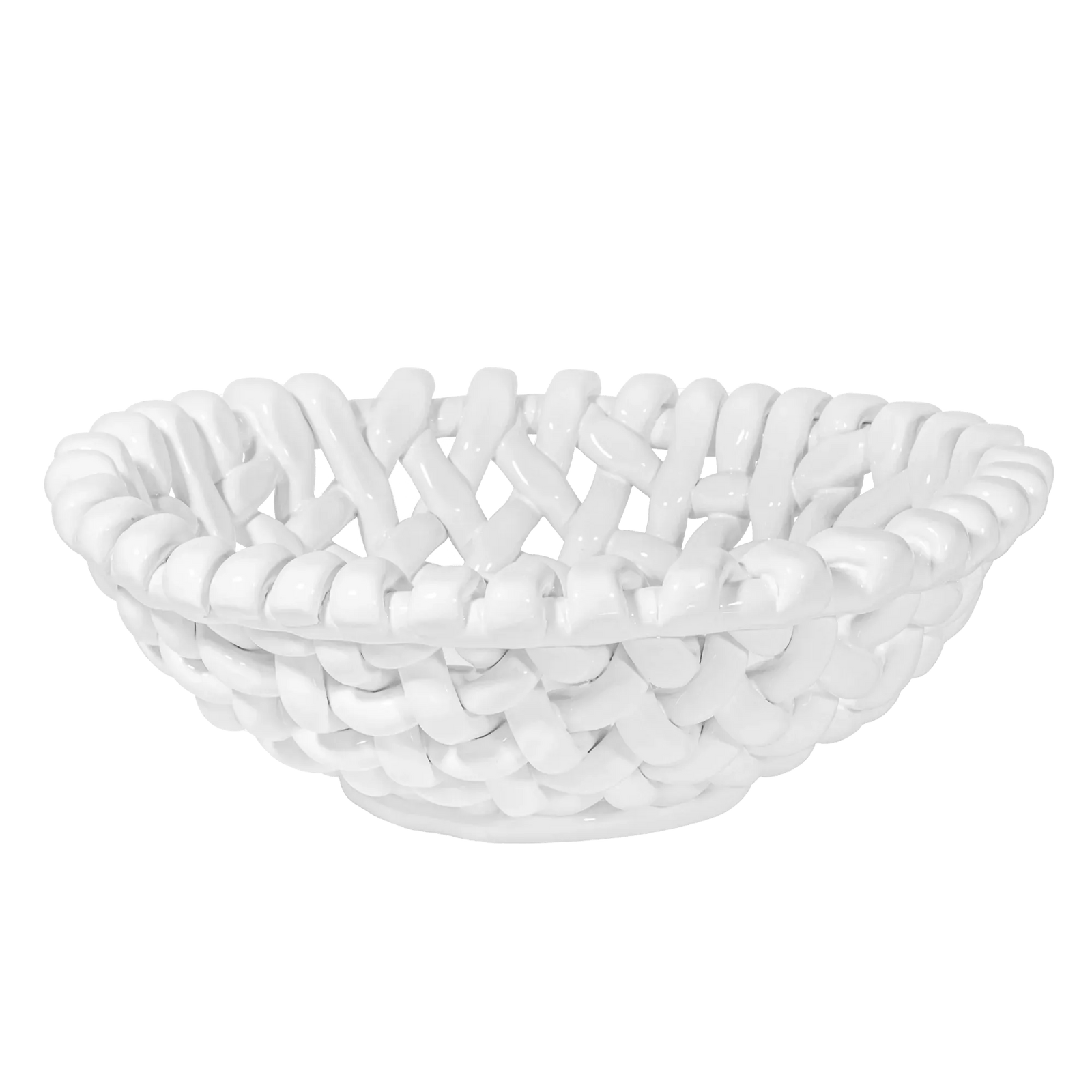 Large White Basketweave Bowl