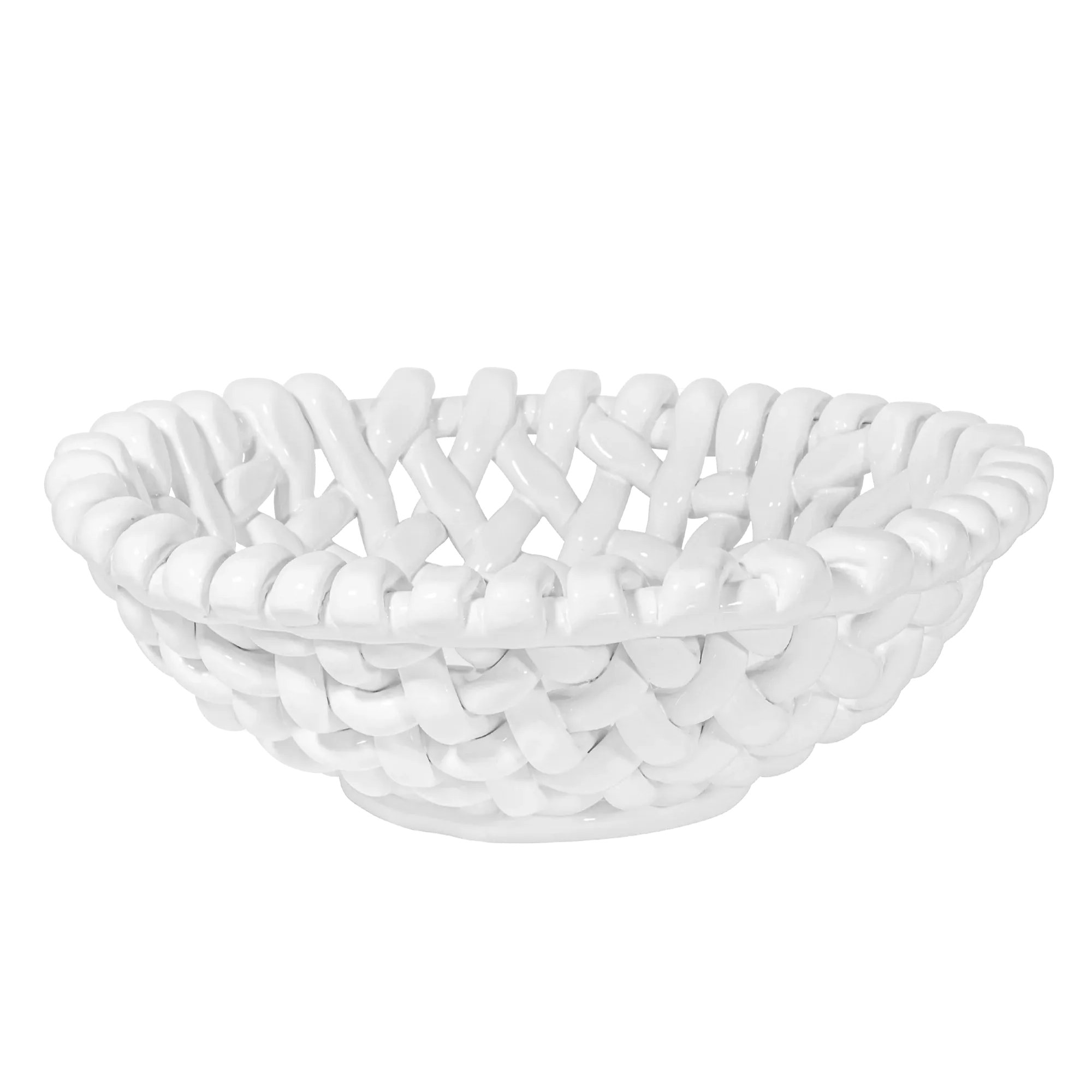 Large White Basketweave Bowl