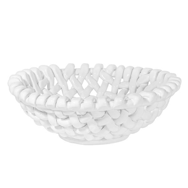 Large White Basketweave Bowl