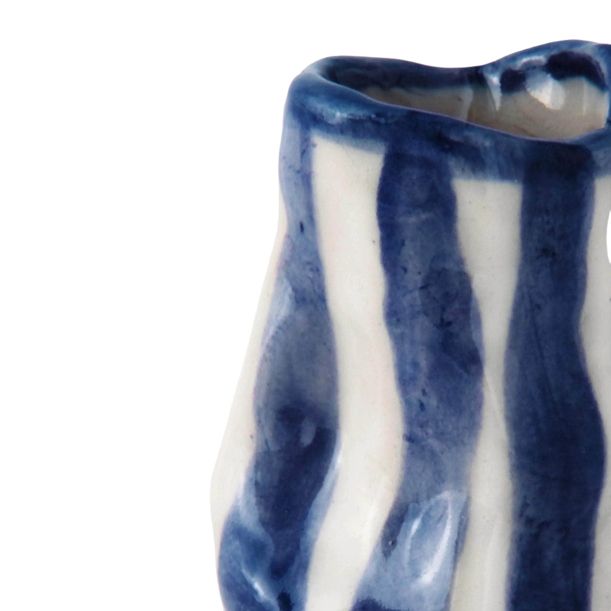 Navy Candy Stripe Candle Holder