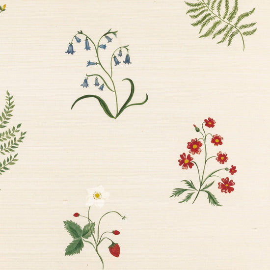 Herbarium Wildflower Grasscloth Wallpaper - Ivory