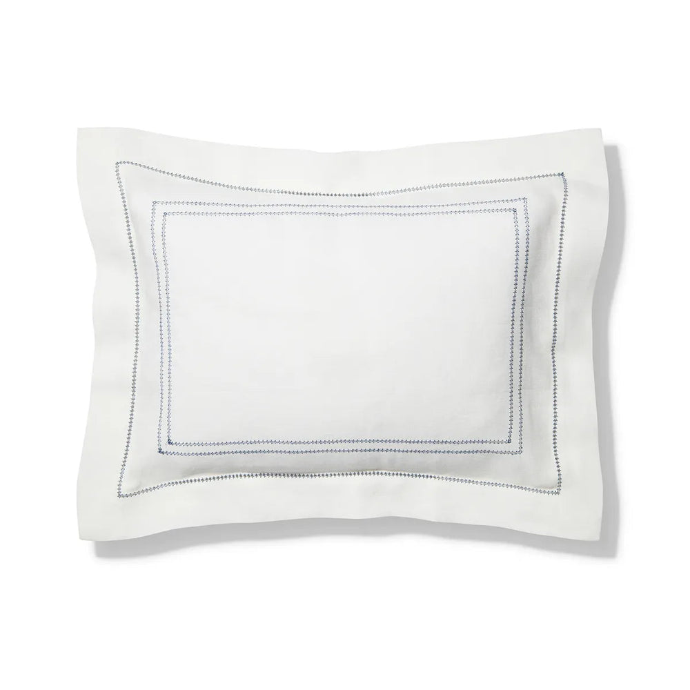Personalised Boudoir Pillow with Prussian Blue Hemstitch