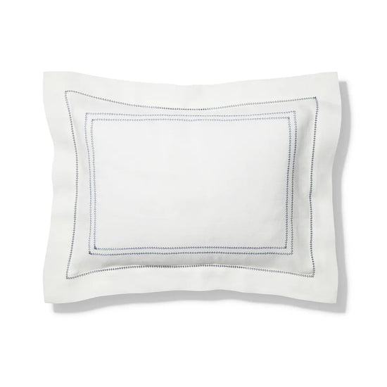Personalised Boudoir Pillow with Prussian Blue Hemstitch