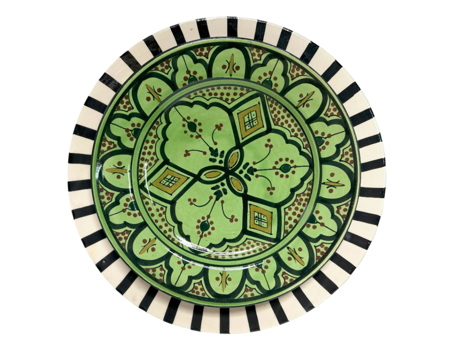 Large 30 cm Serving Plate - Black and White Radiate