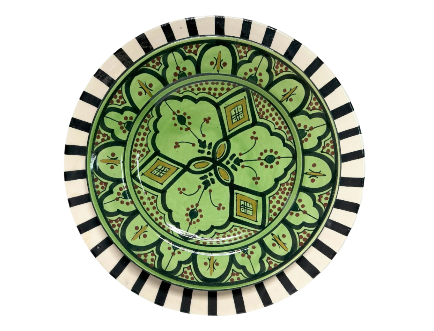 Large 30 cm Serving Plate - Black and White Radiate