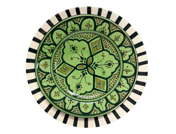 Large 30 cm Serving Plate - Black and White Radiate