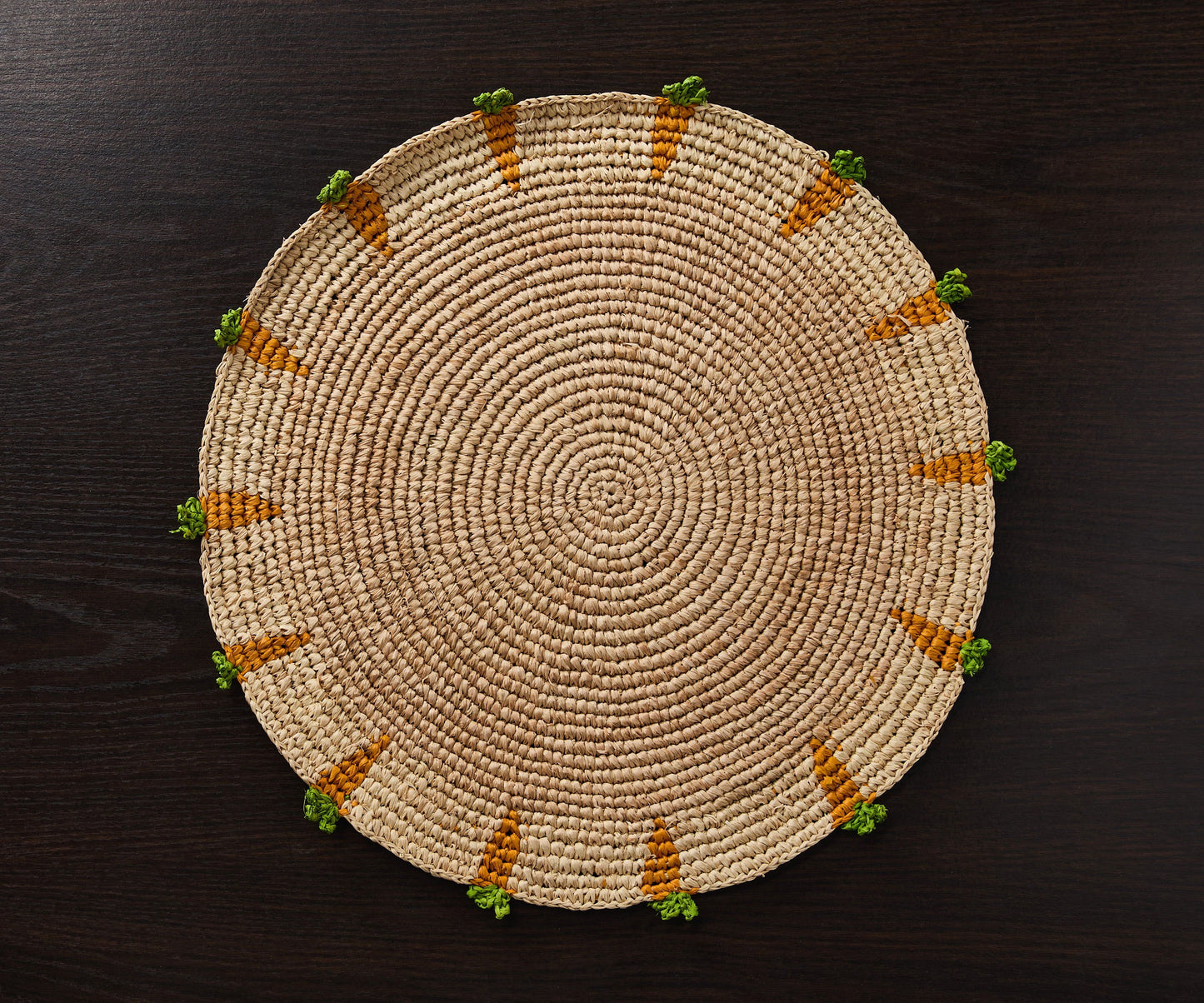 Handwoven Carrot Round Raffia Placemat – Artisan Table Décor