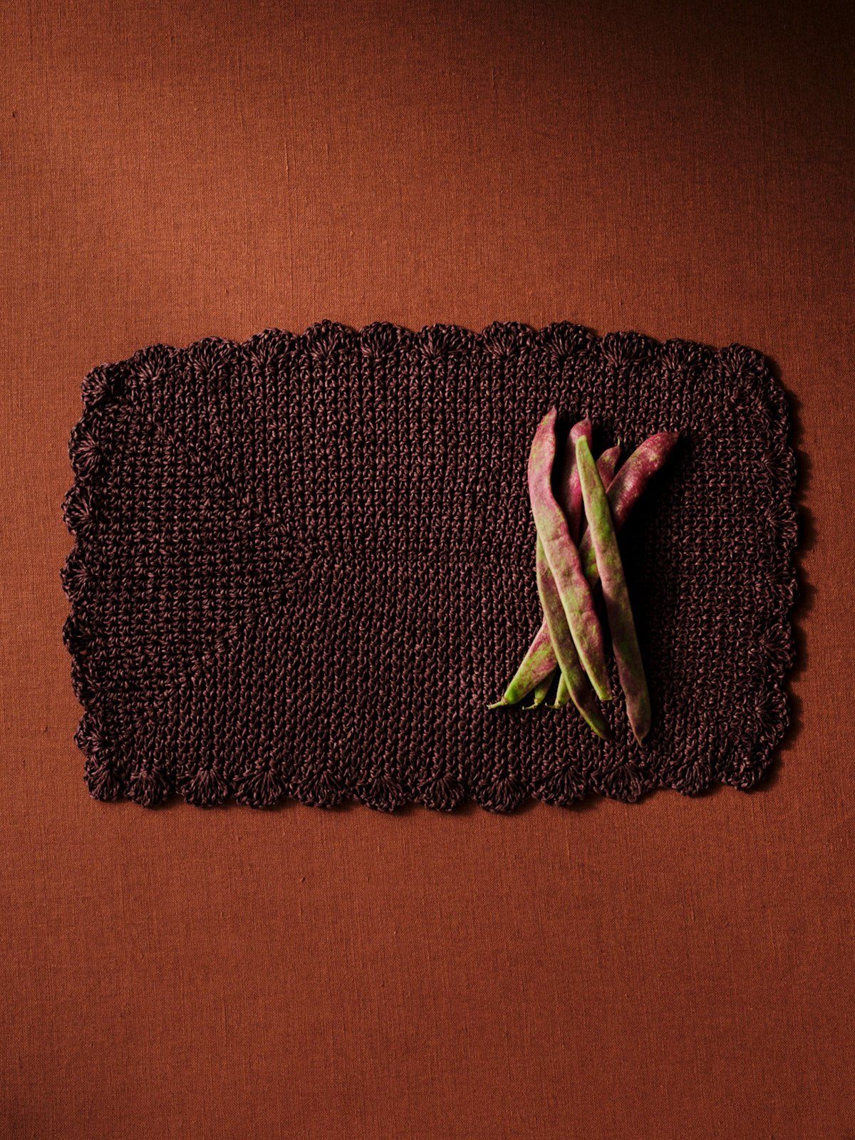 Raffia Crochet Placemat Burgundy