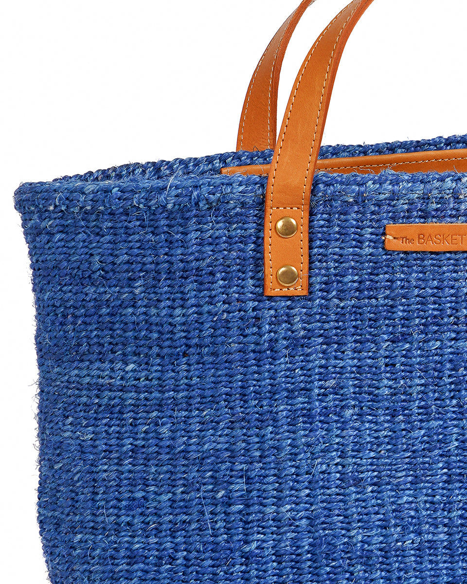 BANDARI: True Blue & Tan Leather Sisal Shopper