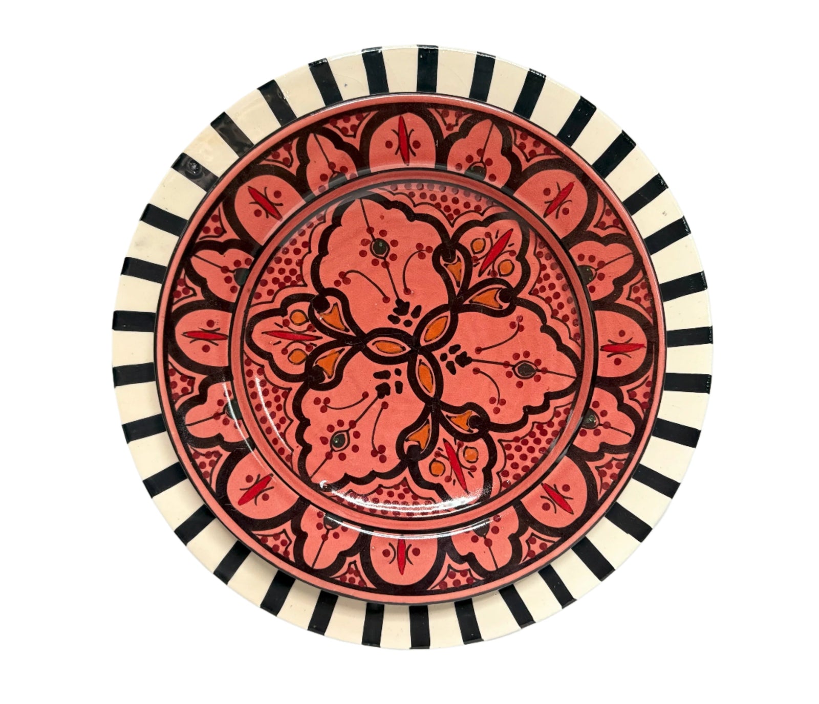 Large 30 cm Serving Plate - Black and White Radiate