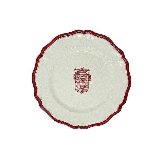 Hand Painted Scalloped Plate with Red Crest