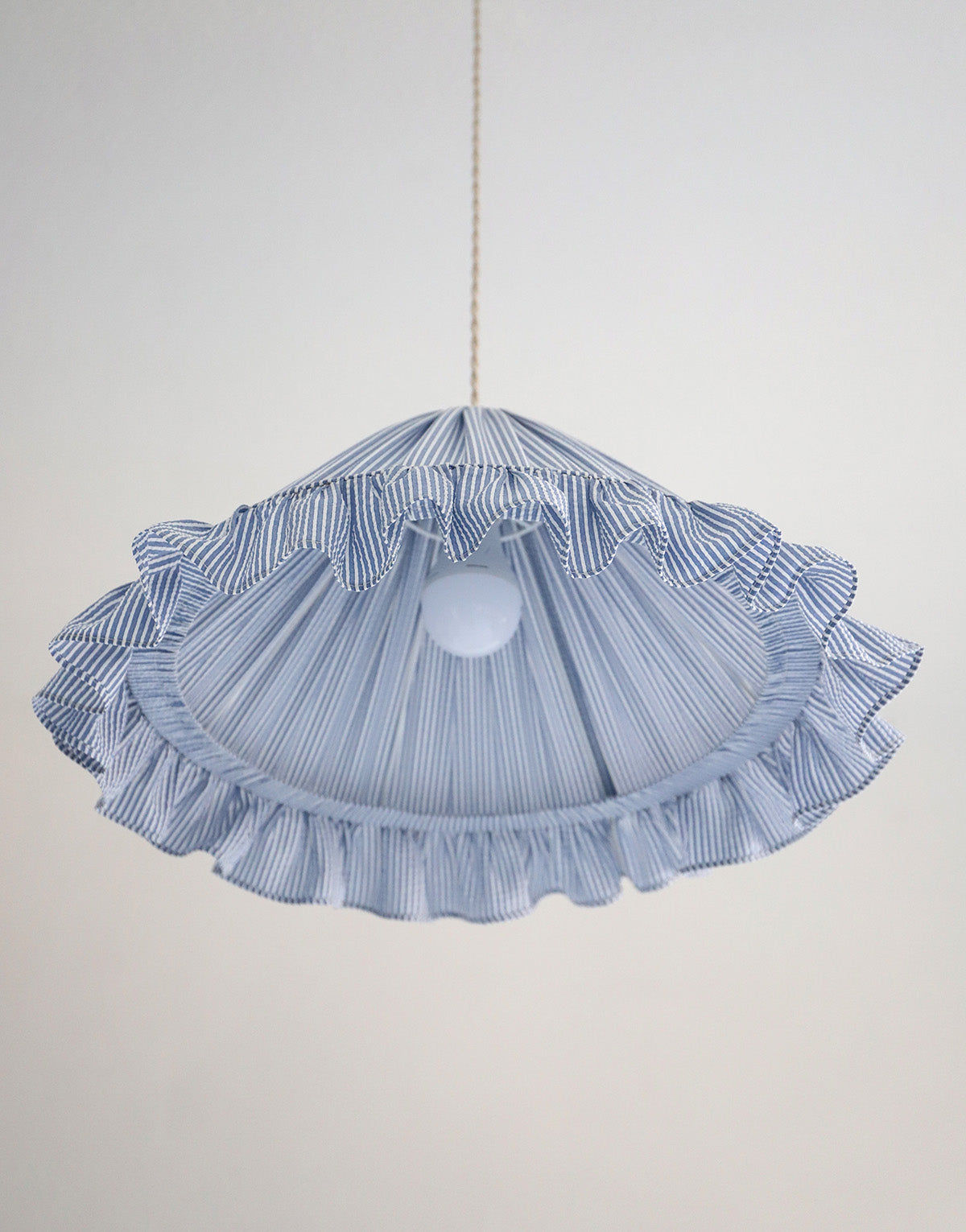 Emilia "Marina" Conical Pendant Light with Fine Stripes and Ruffles
