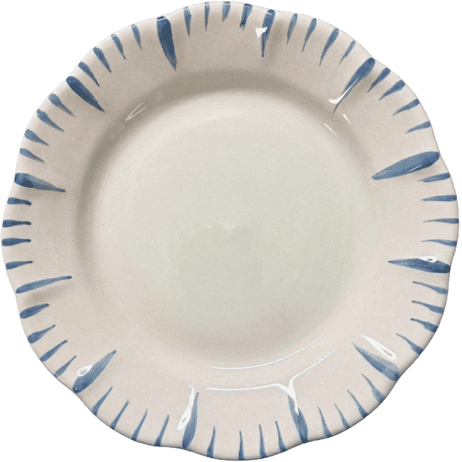 King of Sicily Plate, Blue Rim - 25cm