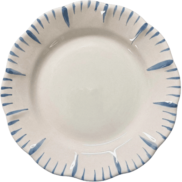 King of Sicily Plate, Blue Rim - 25cm