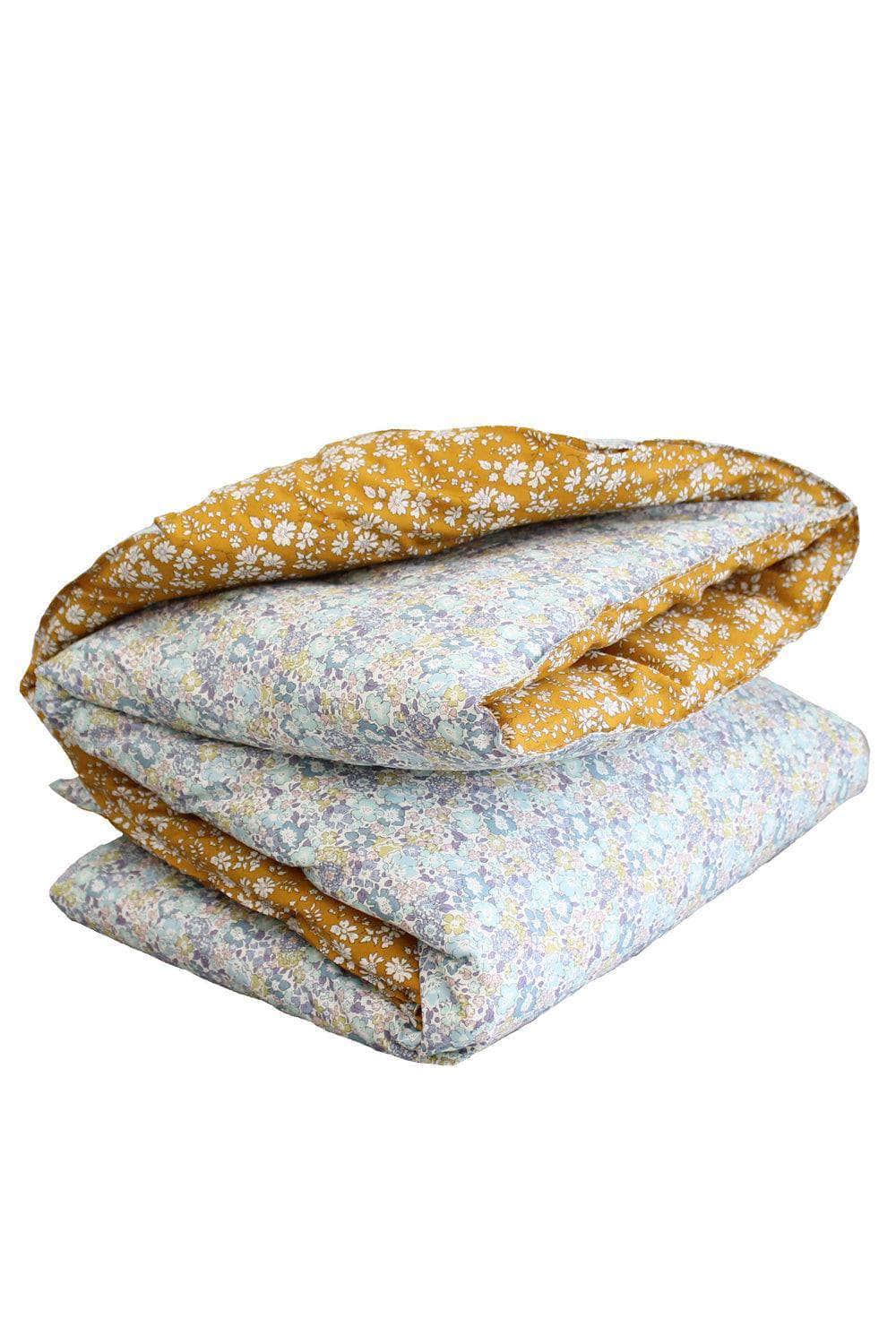 Reversible Heirloom Quilt Made With Liberty Fabric Michelle Sea Green & Capel Mustard