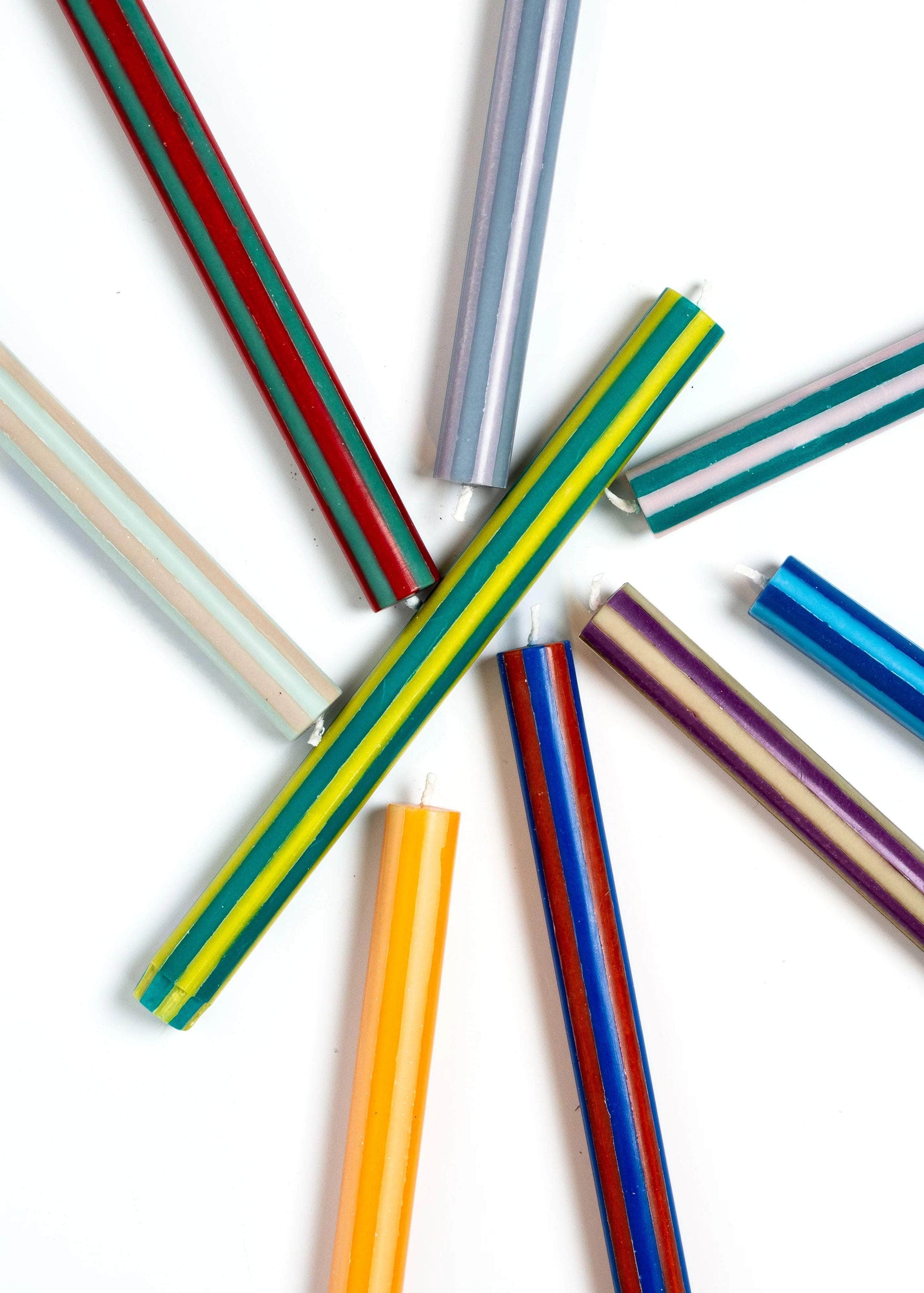 Stripe Dinner Candles - Clementine / Yellow Fade