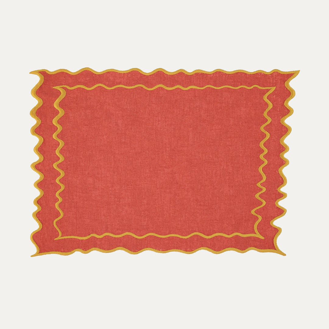 Vila Placemat, Terracotta with Yellow