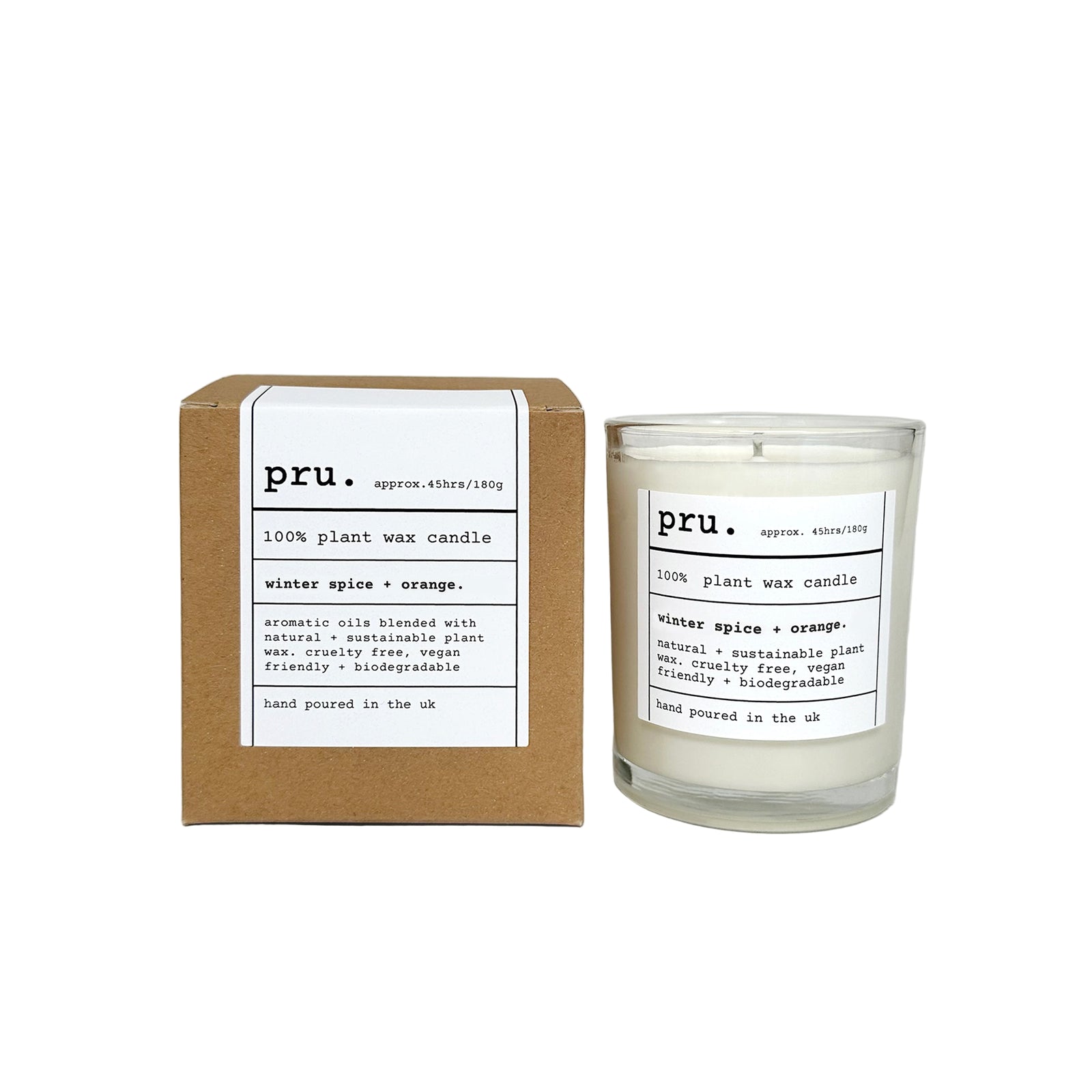 100% Plant Wax Candle - Winter Spice + Orange