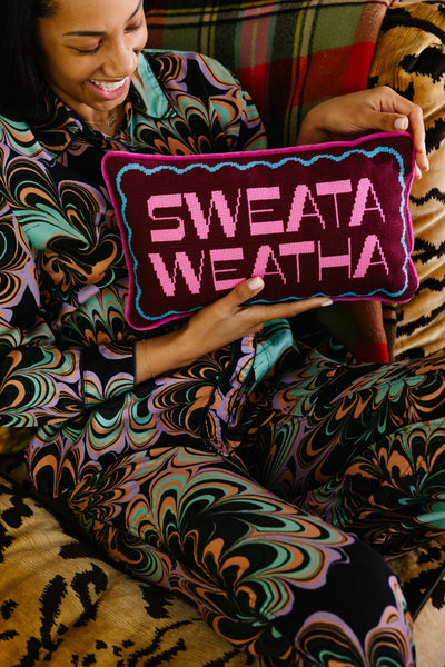 Sweata Weatha Needlepoint Pillow-