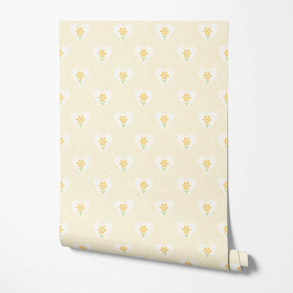 Daffodil Hearts Wallpaper - Yellow-