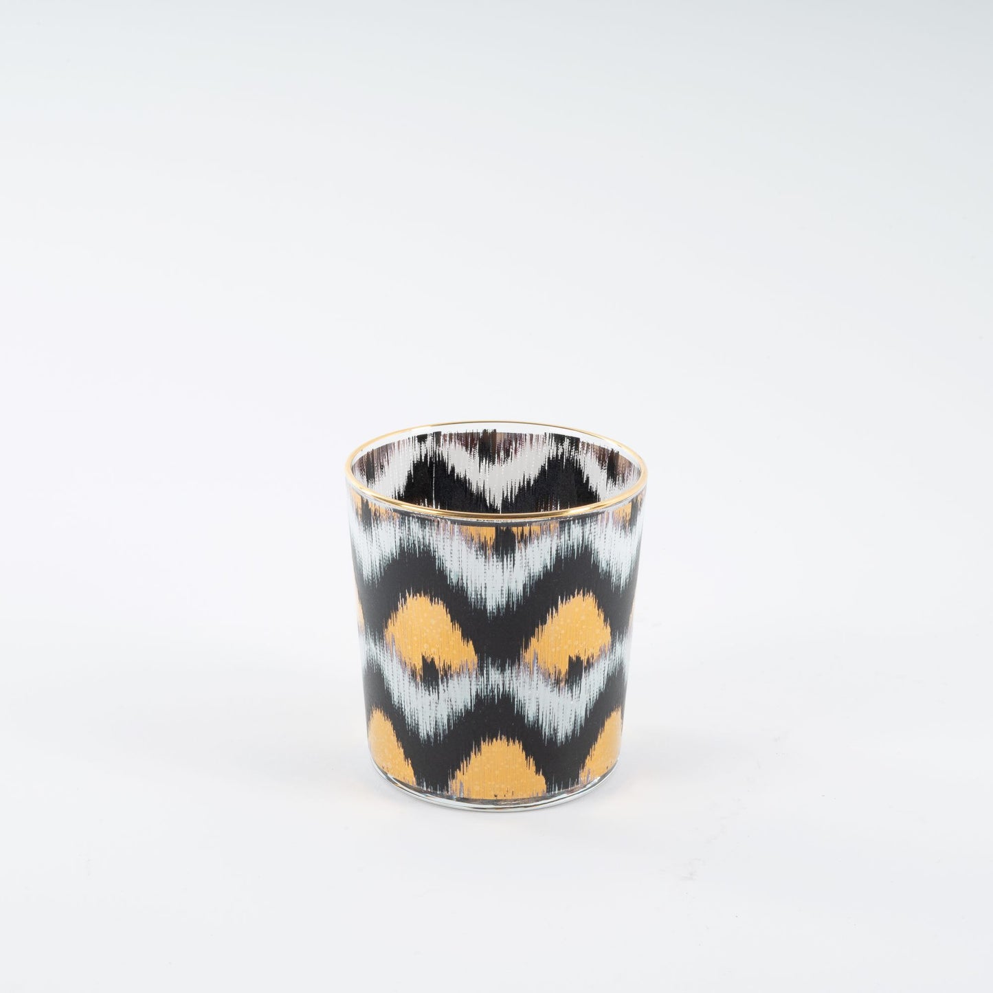 Ikat gold glasses - Black Tumbler Set of 4