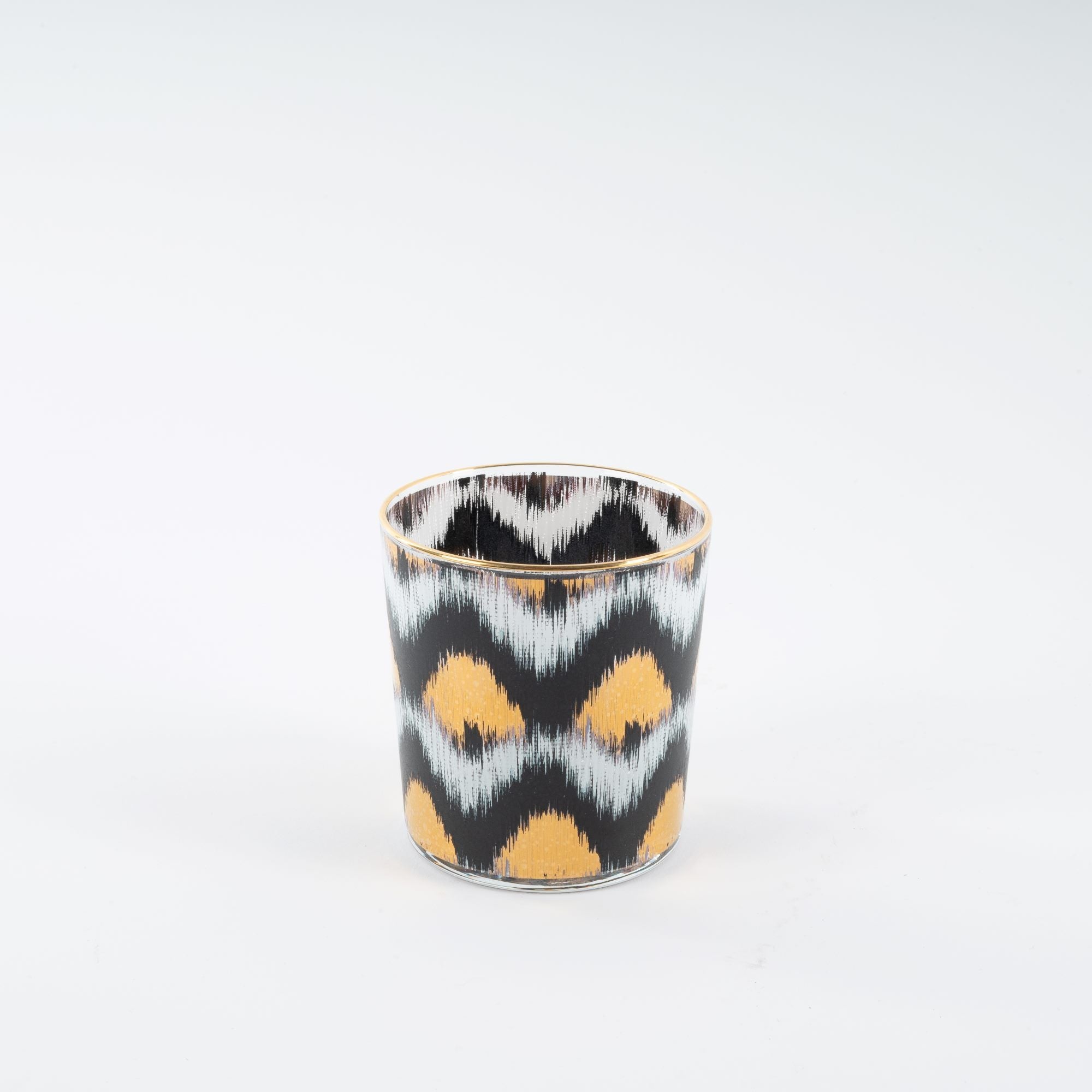 Ikat gold glasses - Black Tumbler Set of 4
