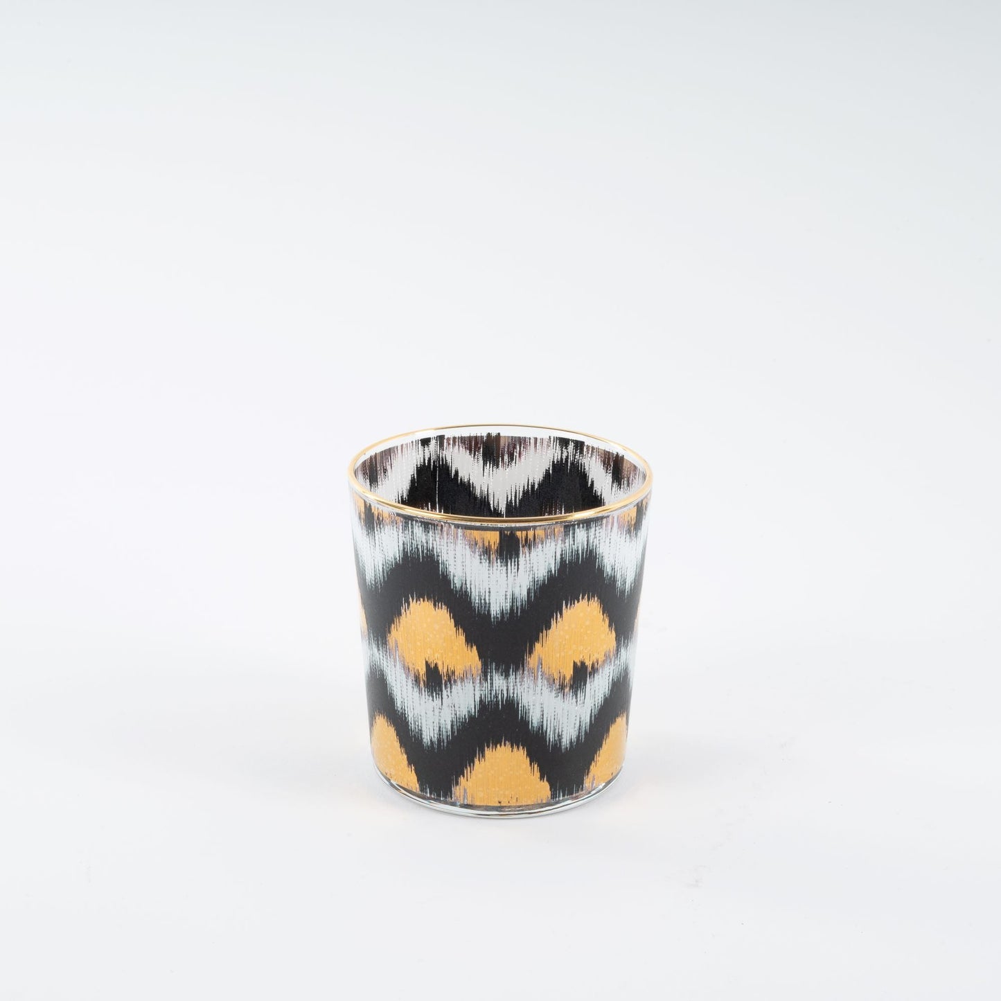Ikat gold glasses - Black Tumbler Set of 4