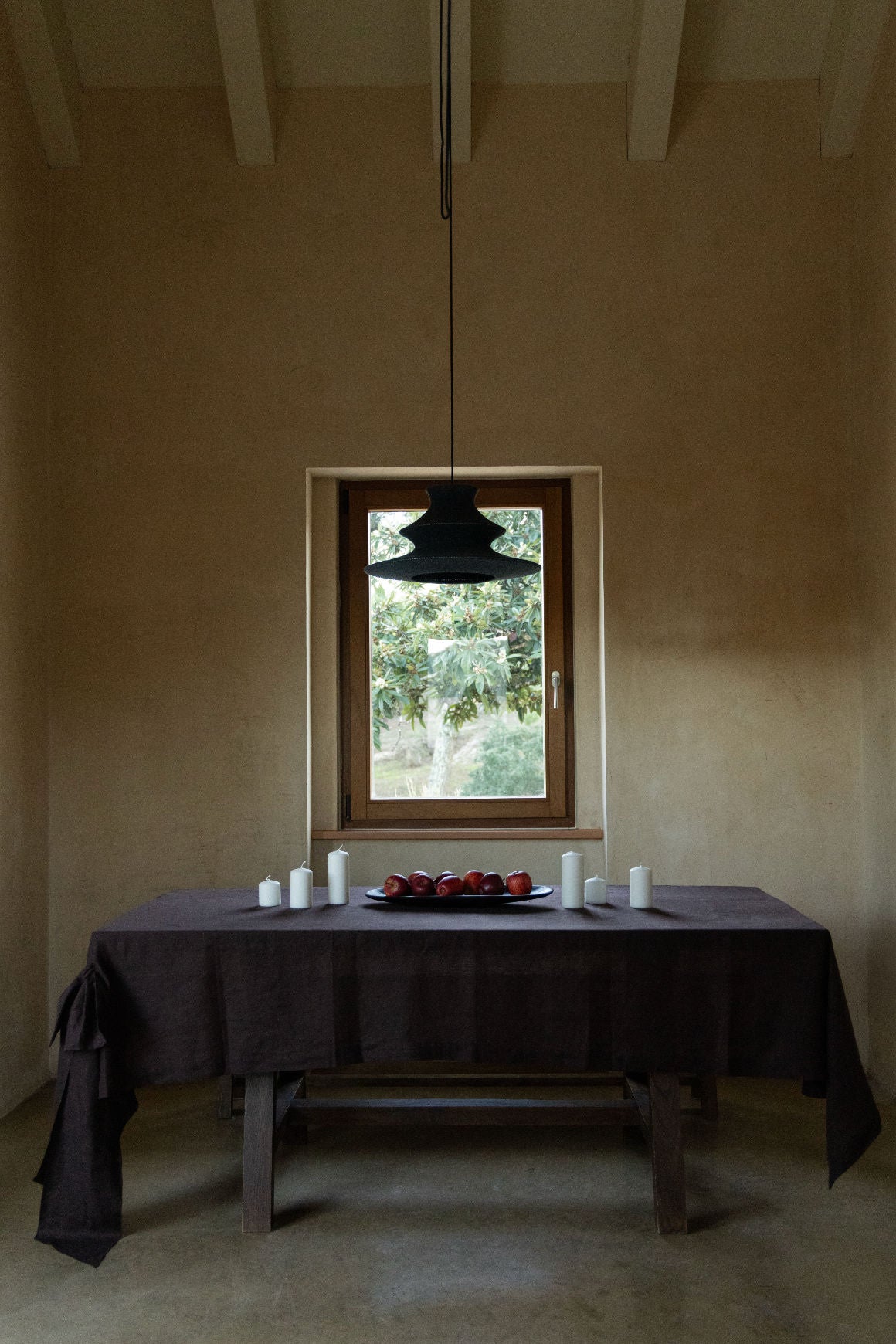 Handcrafted Linen Tablecloth with Ribbon Corners