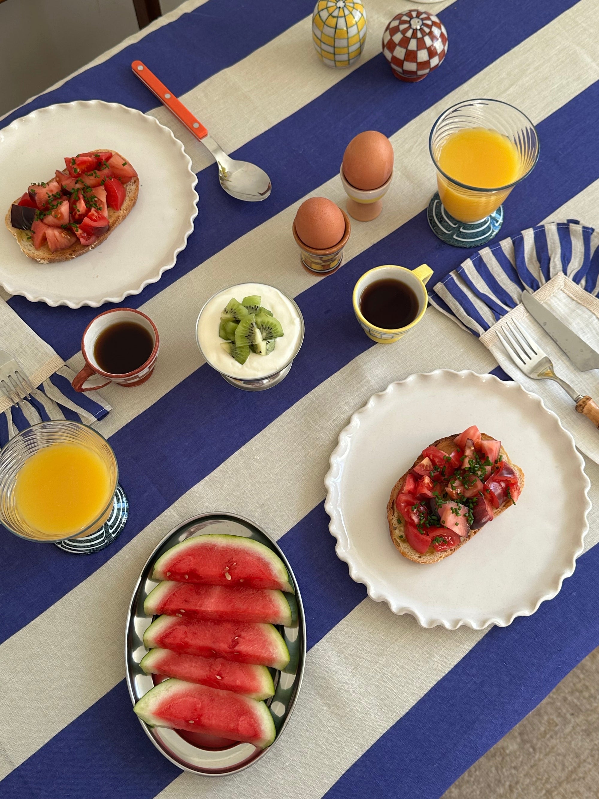 Cobalt Extra Wide Stripe Tablecloth