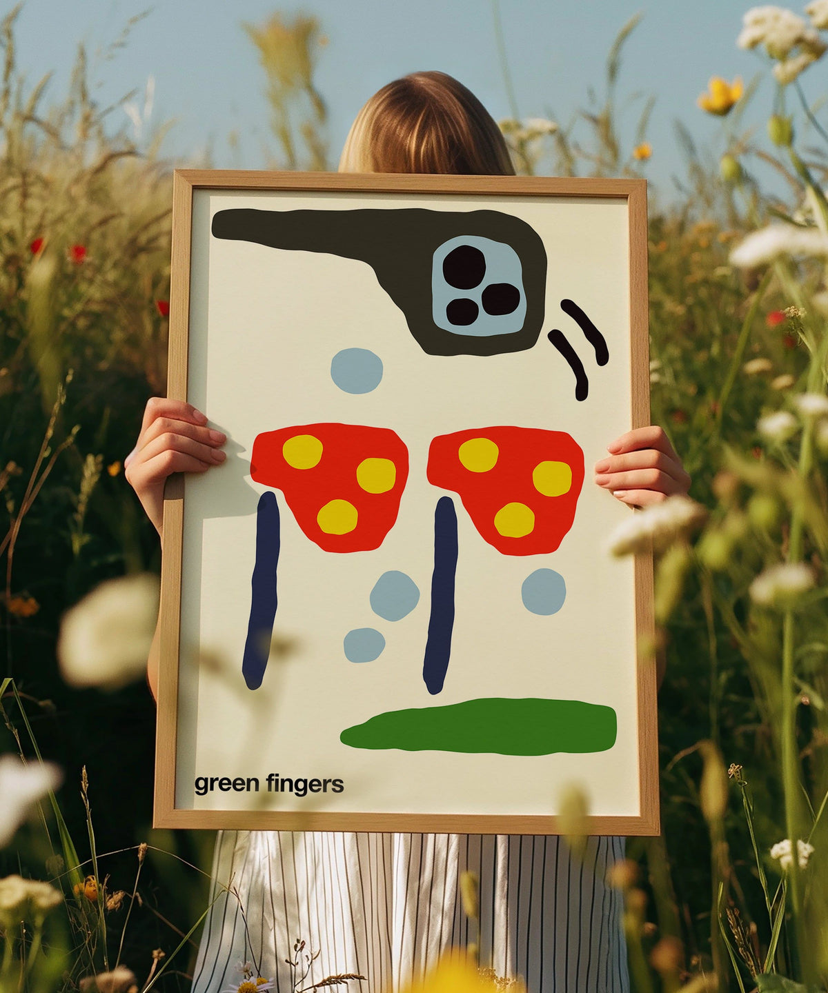 Green Fingers Print - Cream
