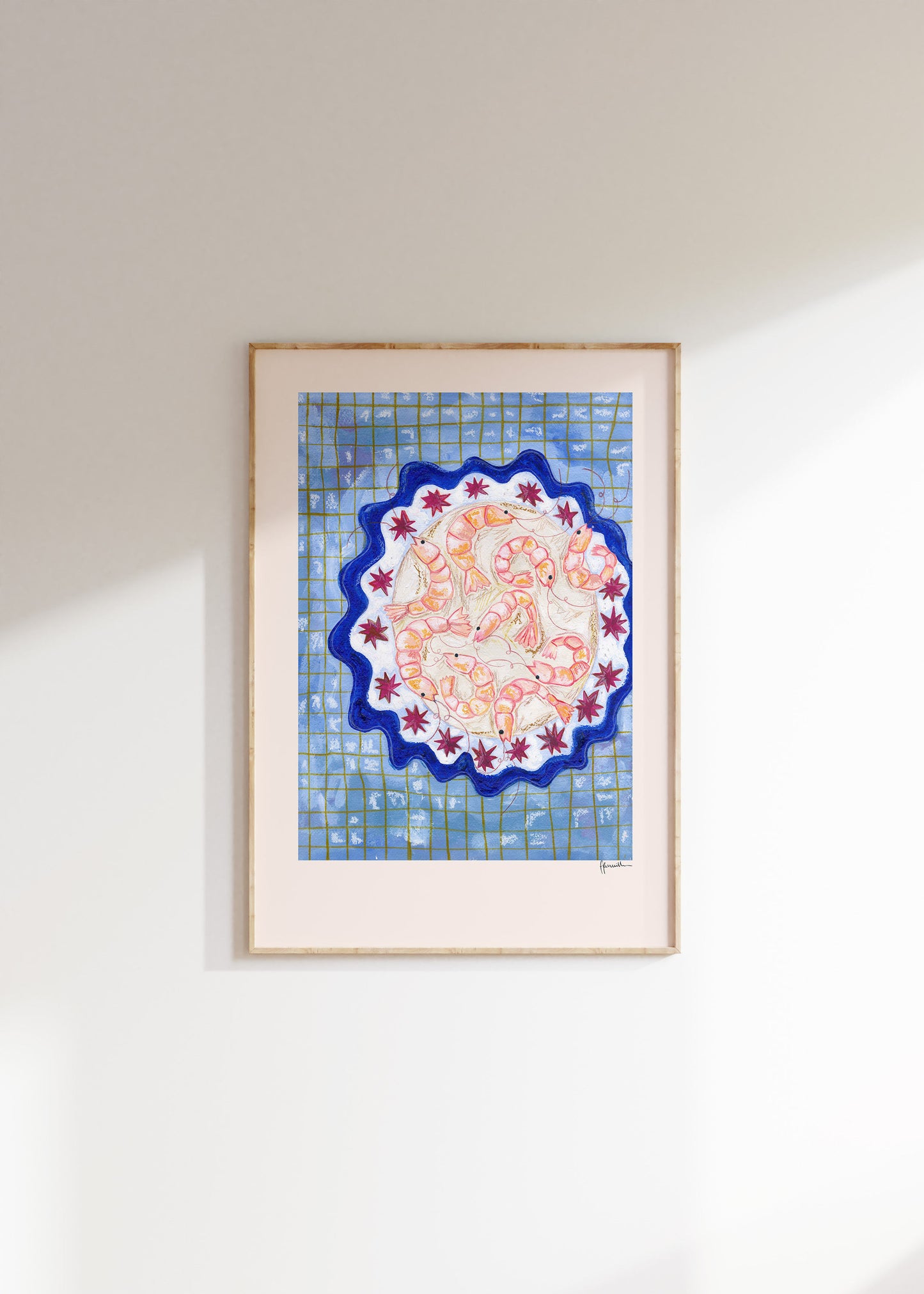 Prawns on Star Plate Print