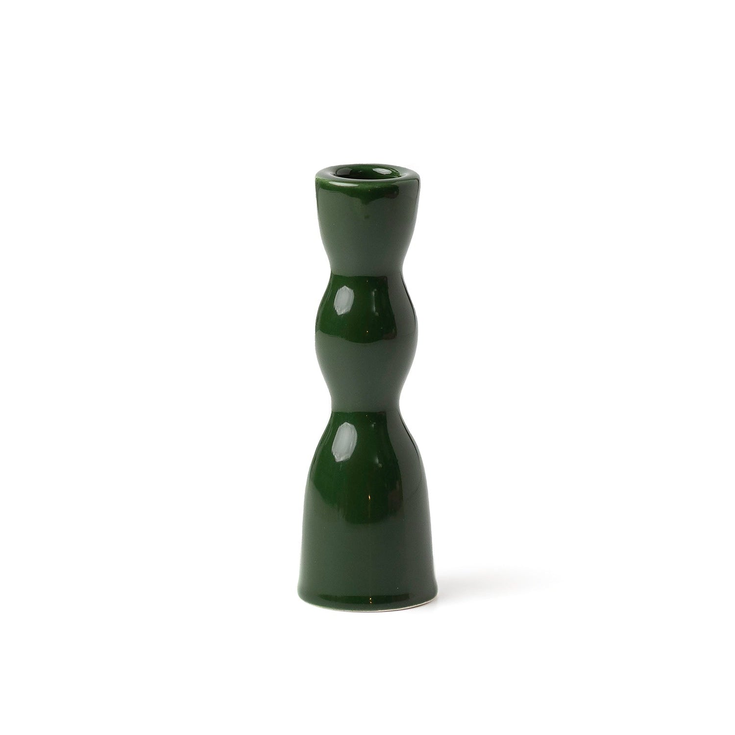 Wave Candleholder Low - Dark Green