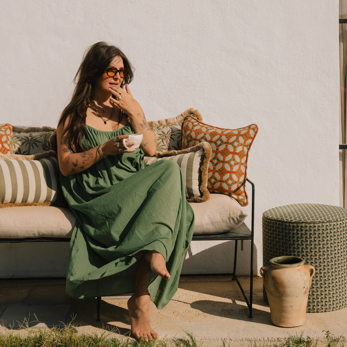 Double sided cushion Laura Olive & Spice x Janis Moss & Olive