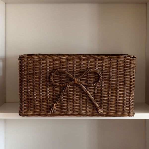 Bow Rattan Storage Basket, Large