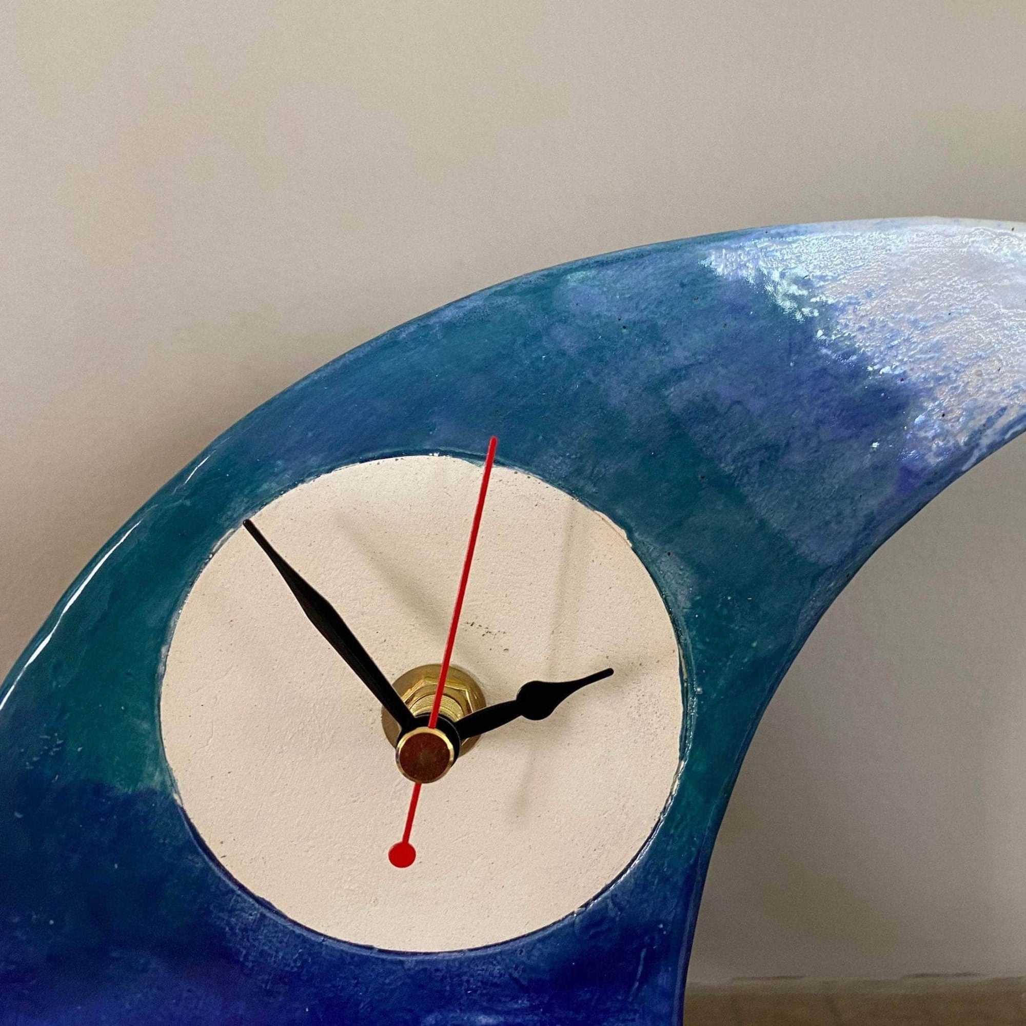 The Wave Wonky Ceramic Clock for Desk, Shelf, Mantel, Table