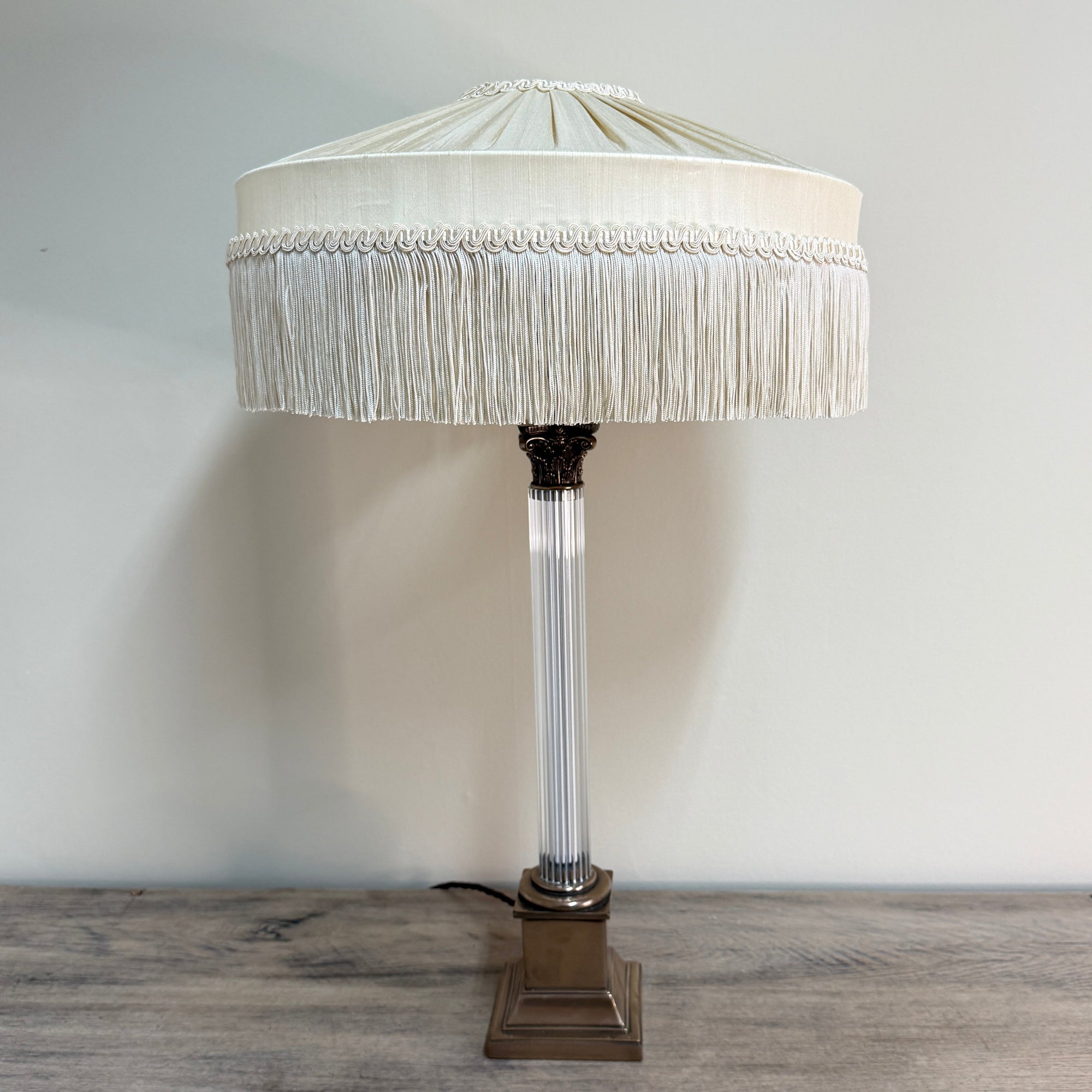 The Peggy Silk Fringed Lampshade - Ivory