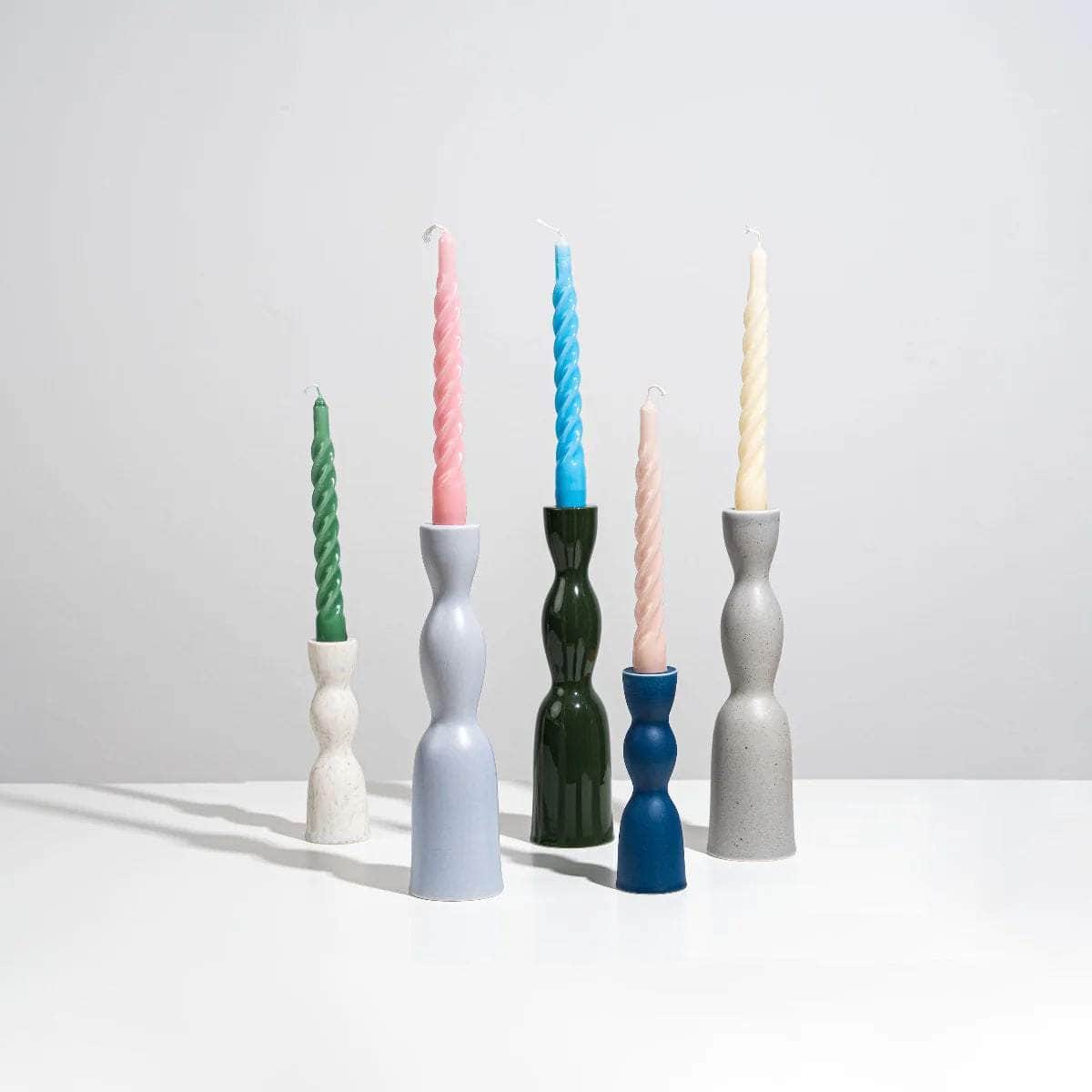 Dark Green Tall Wave Candleholder