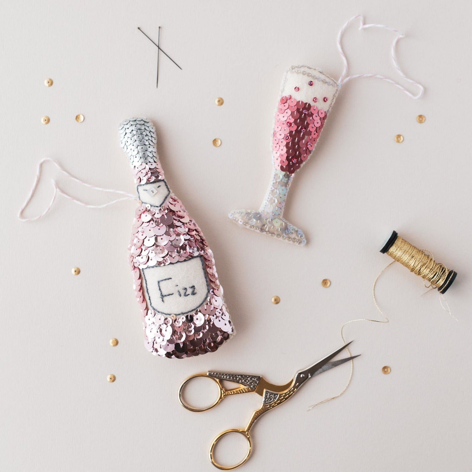 Rosé Champagne Sequin Ornament
