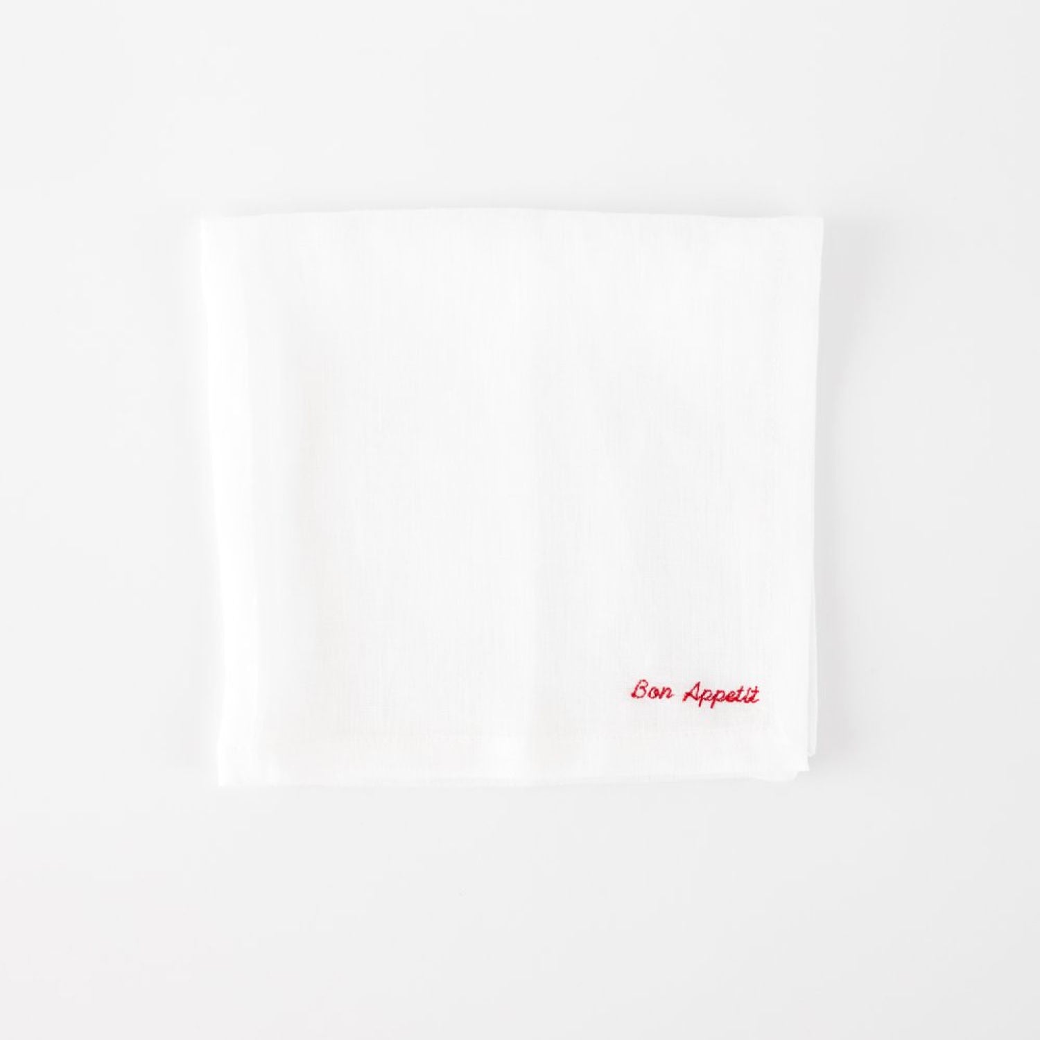 Embroidered Linen Napkins (Set of 2) – “Bon Appétit” & “Dinner Time” Edition