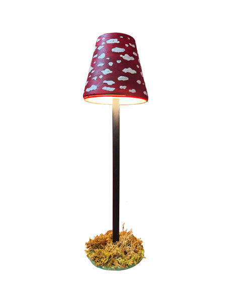 Mushroom Table LED Lamp On a Moss Bed