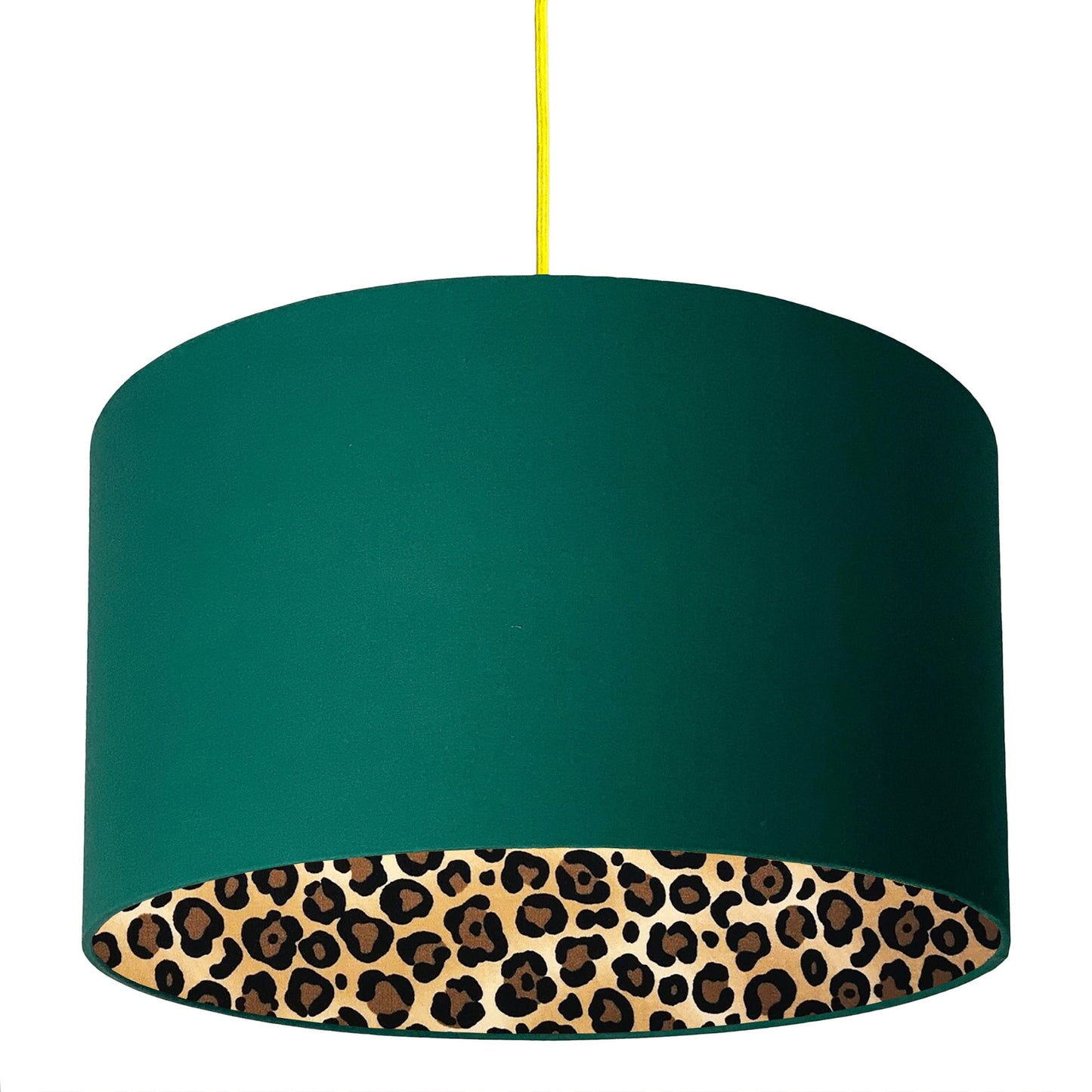 Leopard Print Silhouette Lampshade in Hunter Green Cotton
